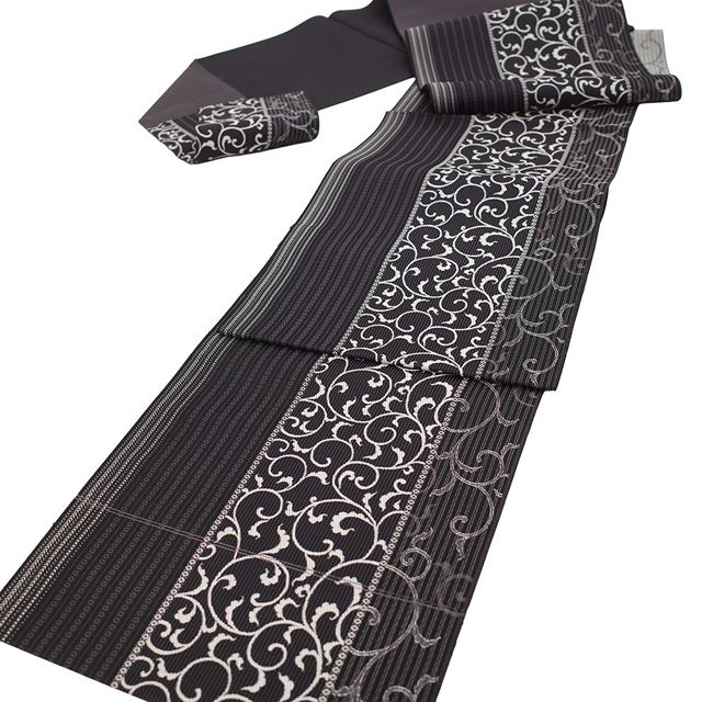 新古品】 名古屋帯 未使用 本場筑前博多織 正絹 八寸 博多織 博多帯 黒