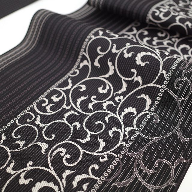 新古品】 名古屋帯 未使用 本場筑前博多織 正絹 八寸 博多織 博多帯 黒