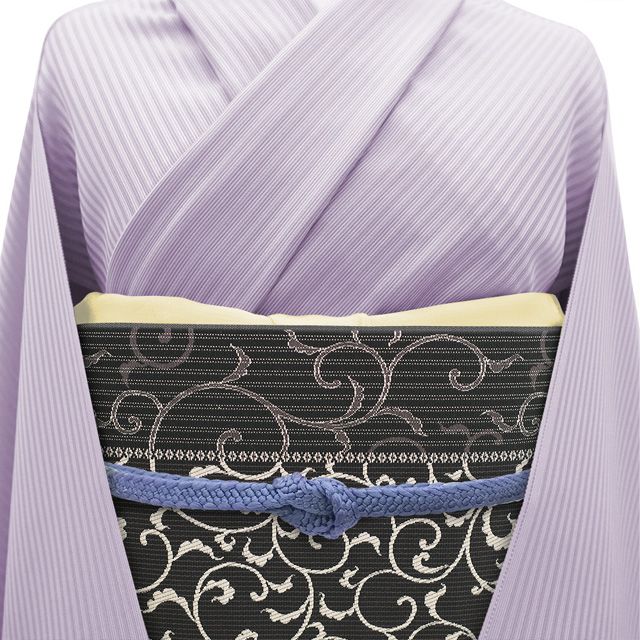 新古品】 名古屋帯 未使用 本場筑前博多織 正絹 八寸 博多織 博多帯 黒