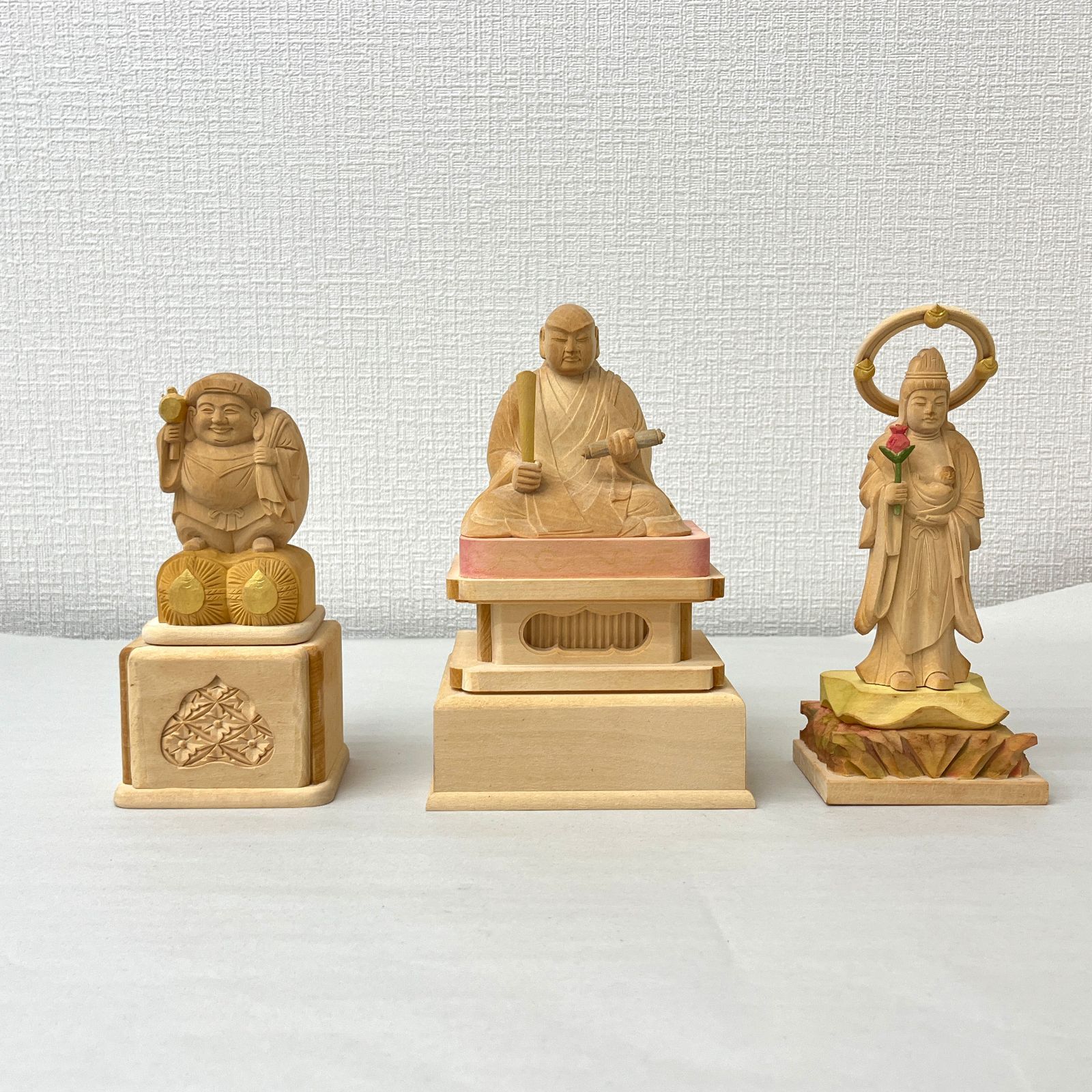 アウトレット】仏像 日蓮宗 3体セット 2.5寸 日蓮聖人 大黒天 鬼子母神