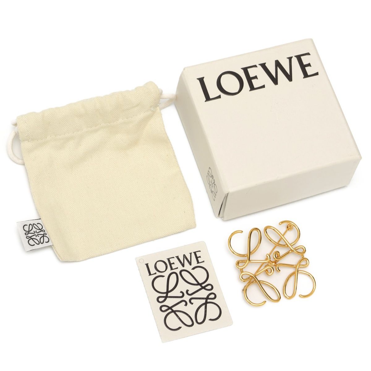 ロエベ/LOEWE アナグラム ブローチ 111.25.020 メタル ゴールド【中古