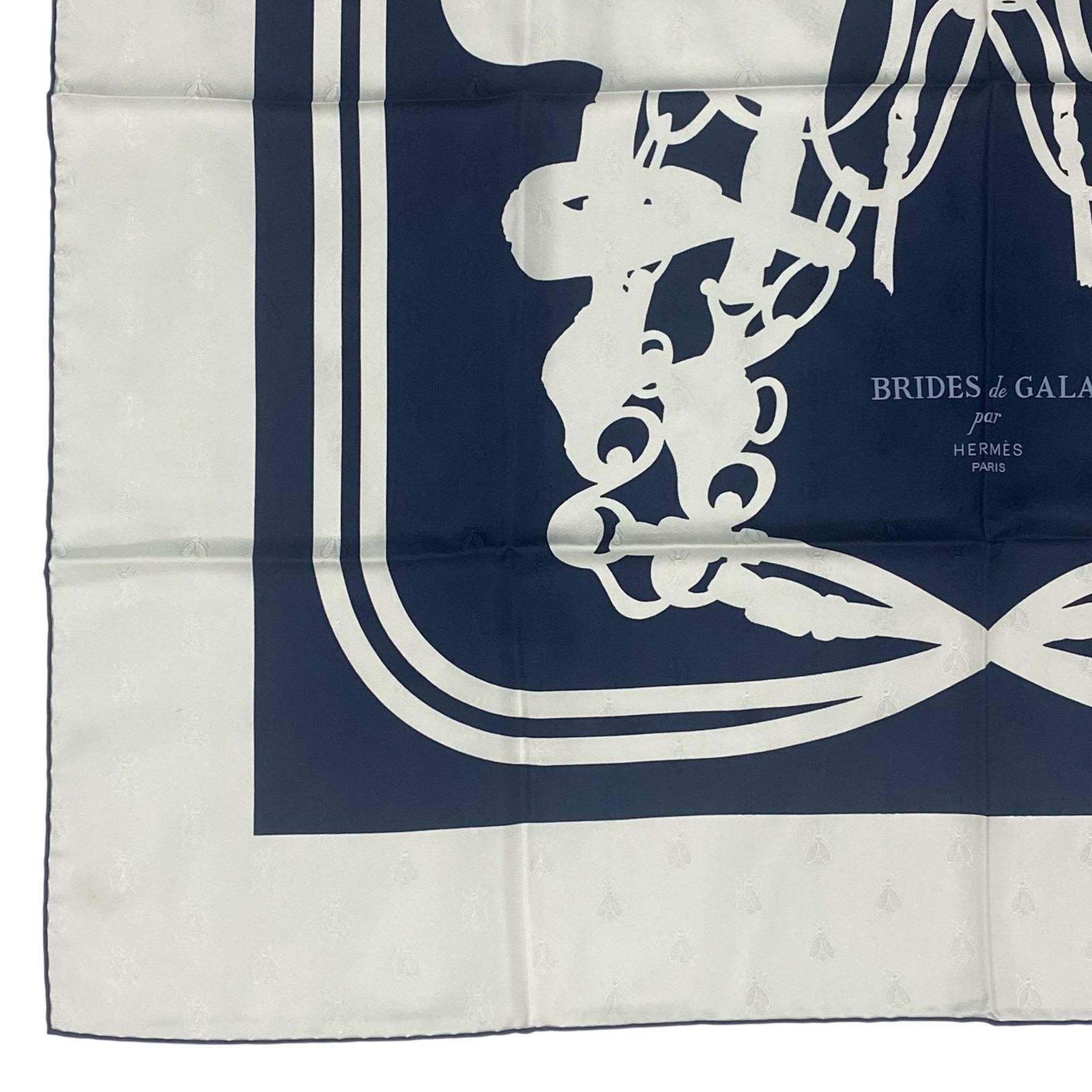 未使用品 HERMES エルメス スカーフ シルク BRIDES DE GALA ネイビーx