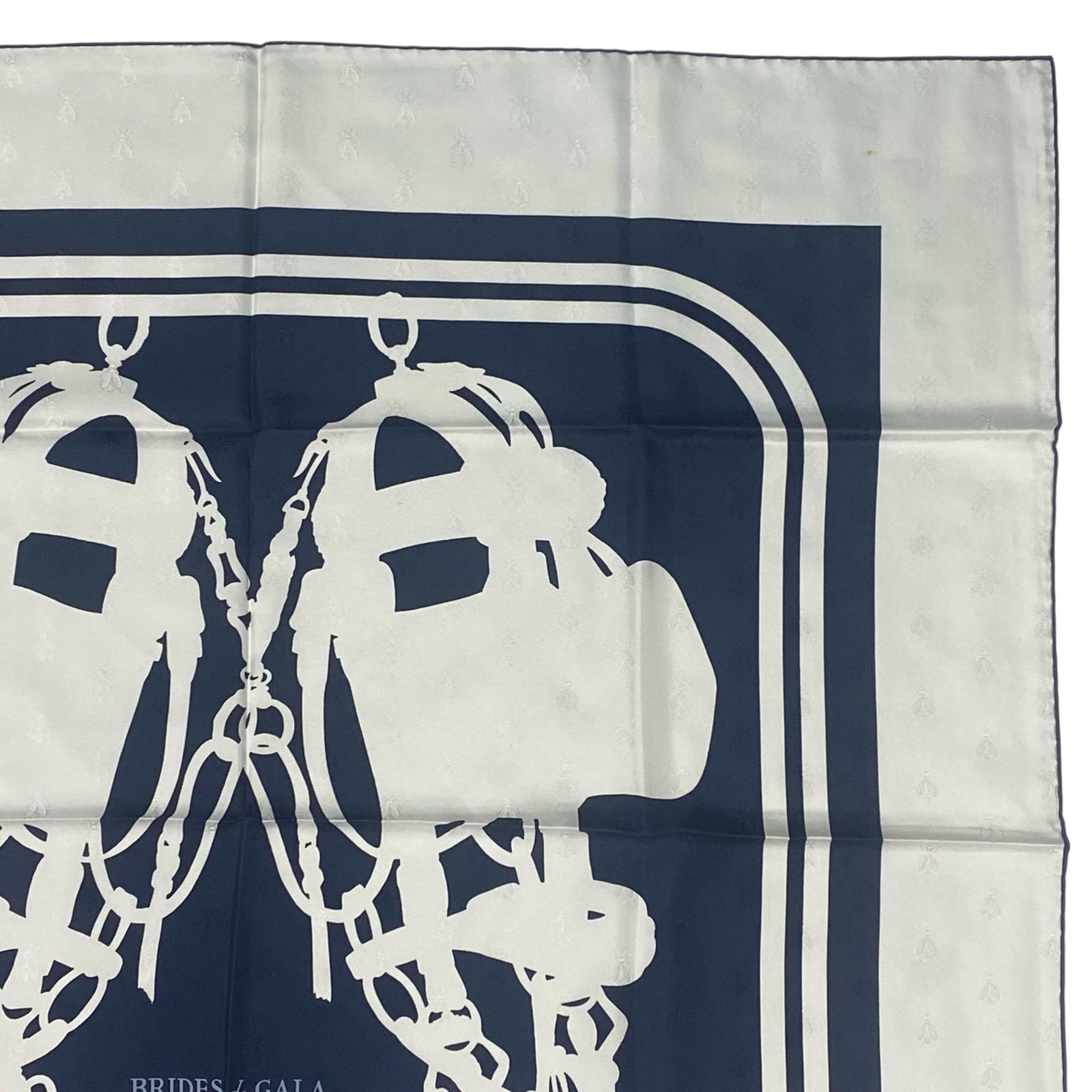 未使用品 HERMES エルメス スカーフ シルク BRIDES DE GALA ネイビーx