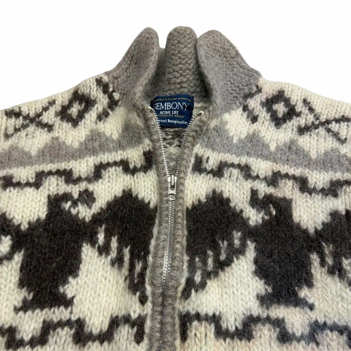 GEMBONY 90s レディース ヴィンテージ カウチン ショールカラー ニット