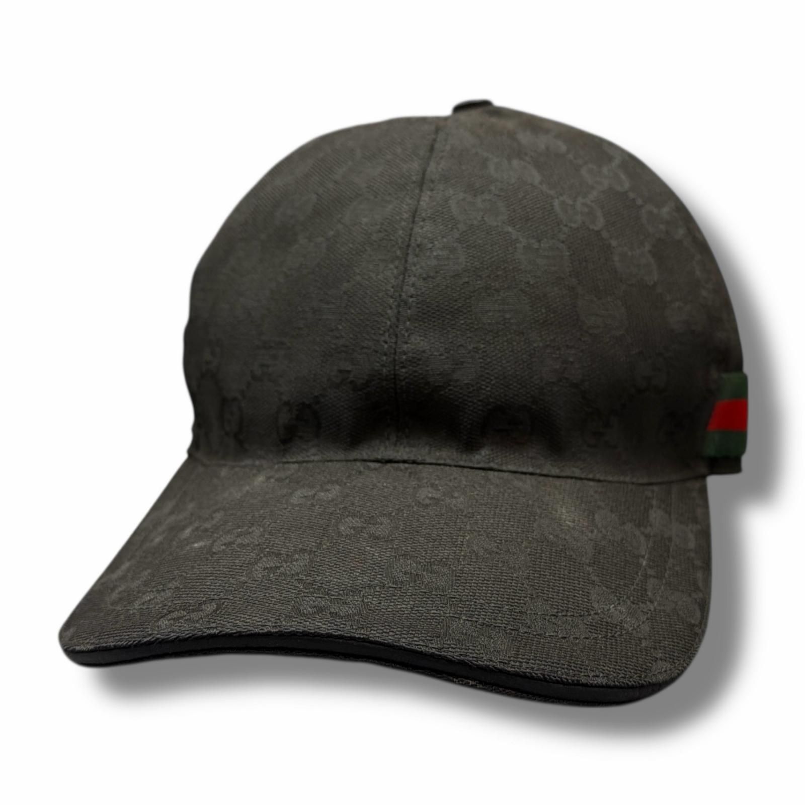 国内正規 GUCCI GG Web Logo Monogram Ripstop Baseball Black Cap GG
