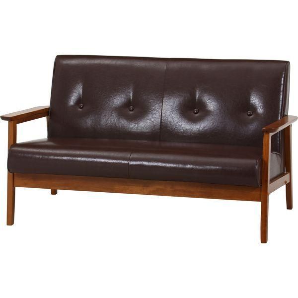 バイキャストPUソファ 2P LBR ライトブラウン 組立品