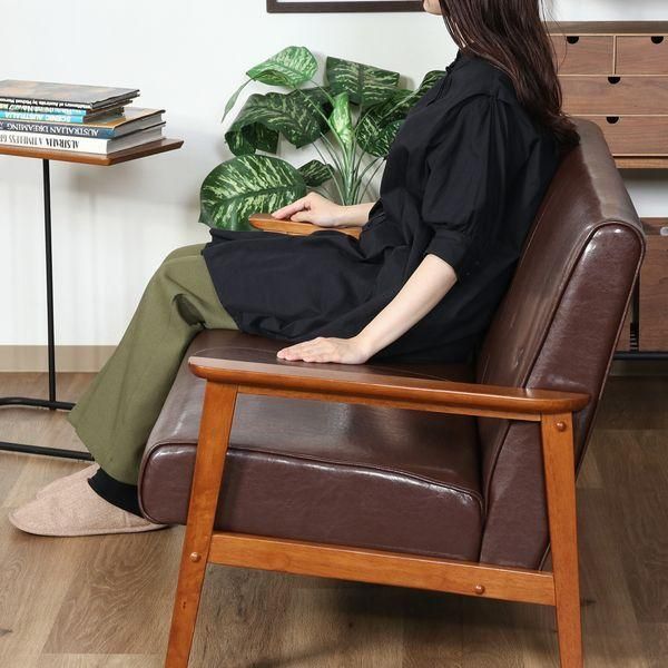  バイキャストPUソファ 2P LBR ライトブラウン 組立品 コンパクトリビングソファ 2人掛け 3人掛けソファ ソファ ソファベッド