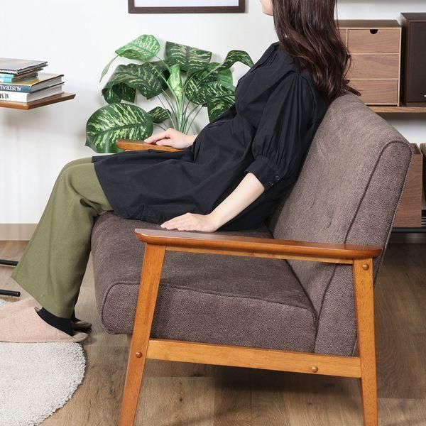  厚手ファブリックソファ 2P BR ブラウン 組立品 ソフトレザーソファ 2人掛け 3人掛けソファ ソファ ソファベッド