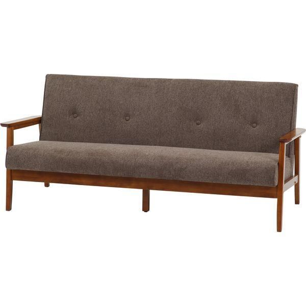 厚手ファブリックソファ 3P BR ブラウン 組立品