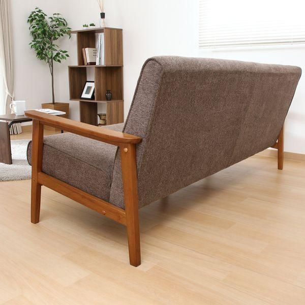  厚手ファブリックソファ 3P BR ブラウン 組立品 幅160cmソファ 2人掛け 3人掛けソファ ソファ ソファベッド