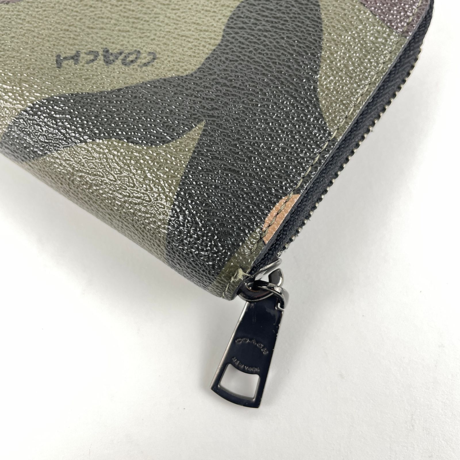 コーチ 長財布 F75099 迷彩柄 グレーxカーキ 中古A- COACH コーチ 