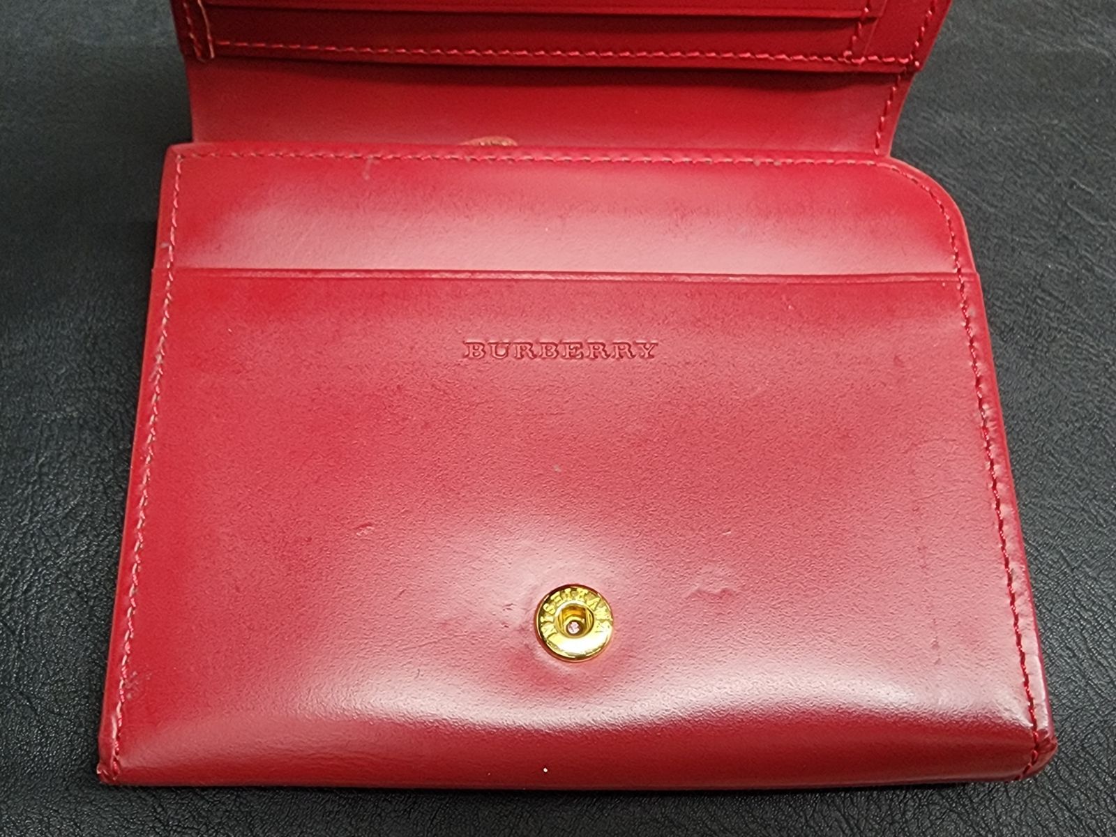 BURBERRY バーバリー 二つ折り財布 ノバチェック レザー 赤 - メルカリ