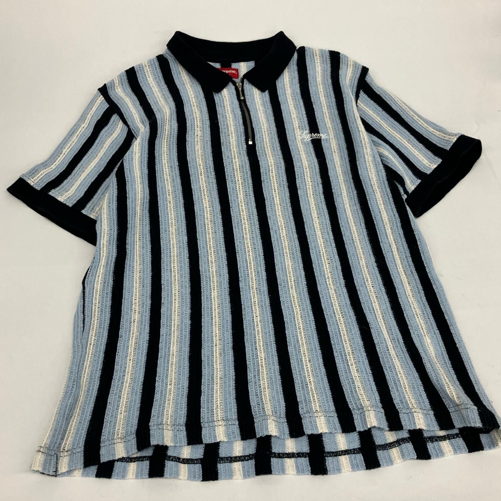 △△Supreme シュプリーム 2022SS open knit stripe zip polo Lサイズ
