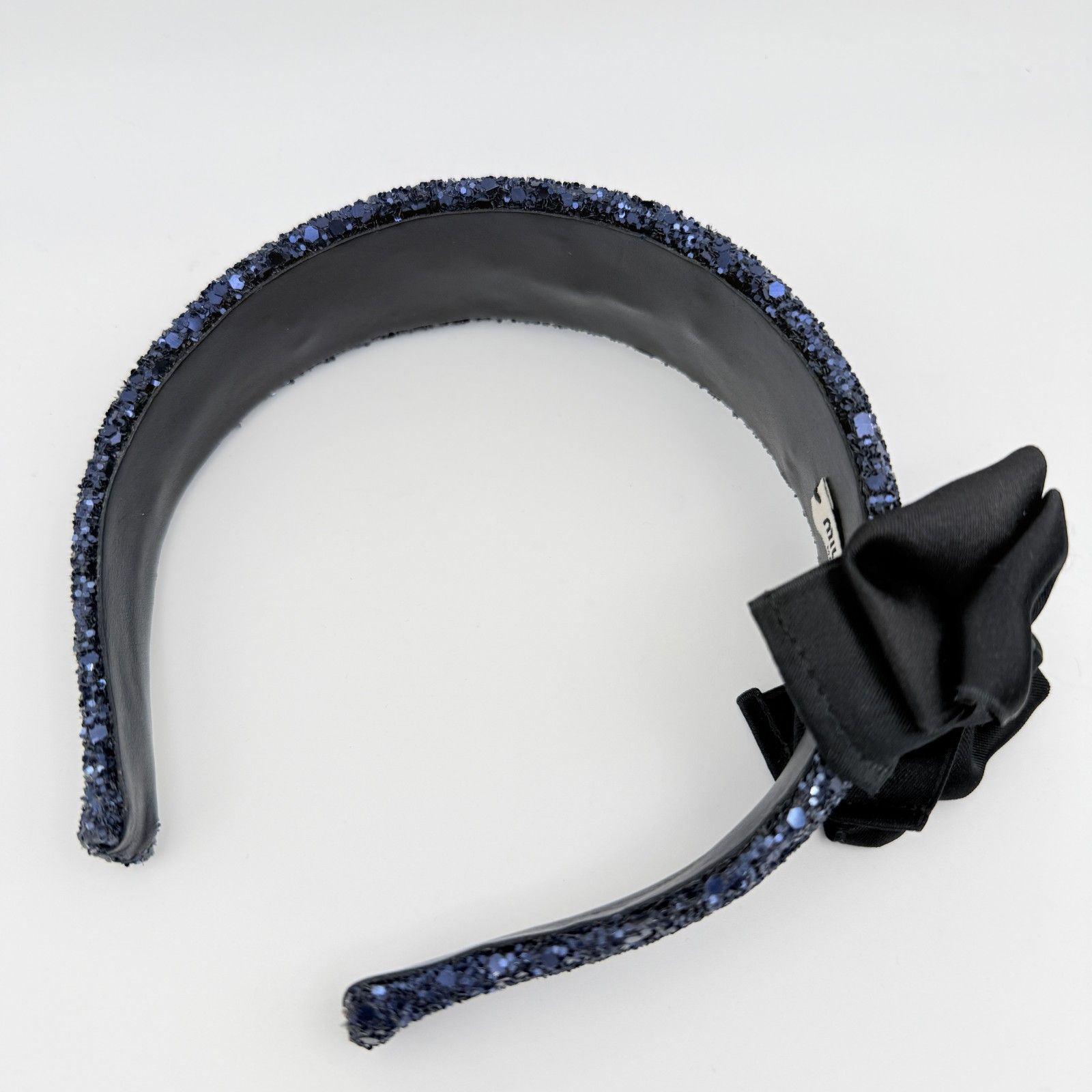 MIU MIU（ミュウミュウ）グリッター リボン カチューシャ ネイビー