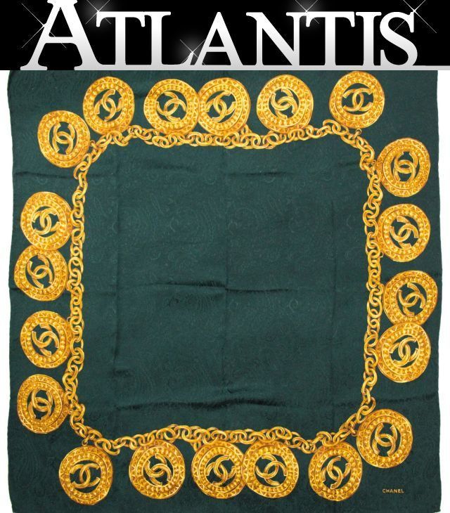 シャネル CHANEL ヴィンテージ 大判スカーフ ココマーク チェーン