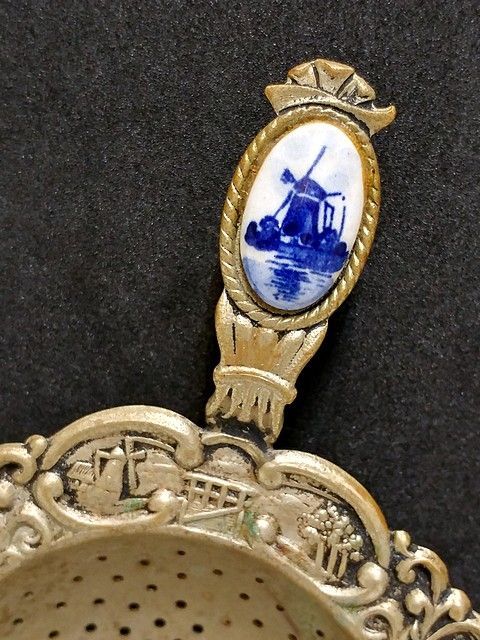 ティーストレーナー 茶漉し+受け皿 風車 デルフトブルー 小物入れ