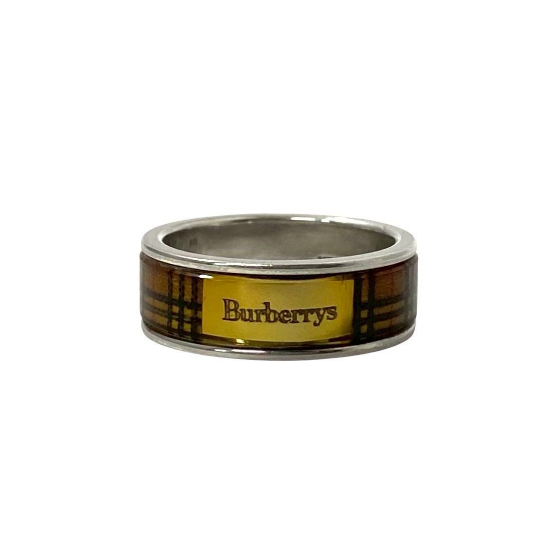 Y【Burberrys】ロゴ ノバチェック リング SILVER/シルバー 総重量約3.8