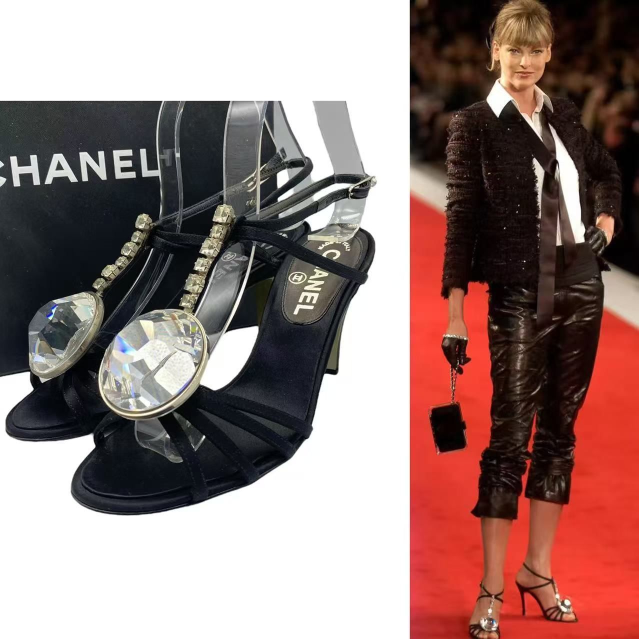 未使用品 CHANEL シャネル サンダル ストラップ クリスタルストーン