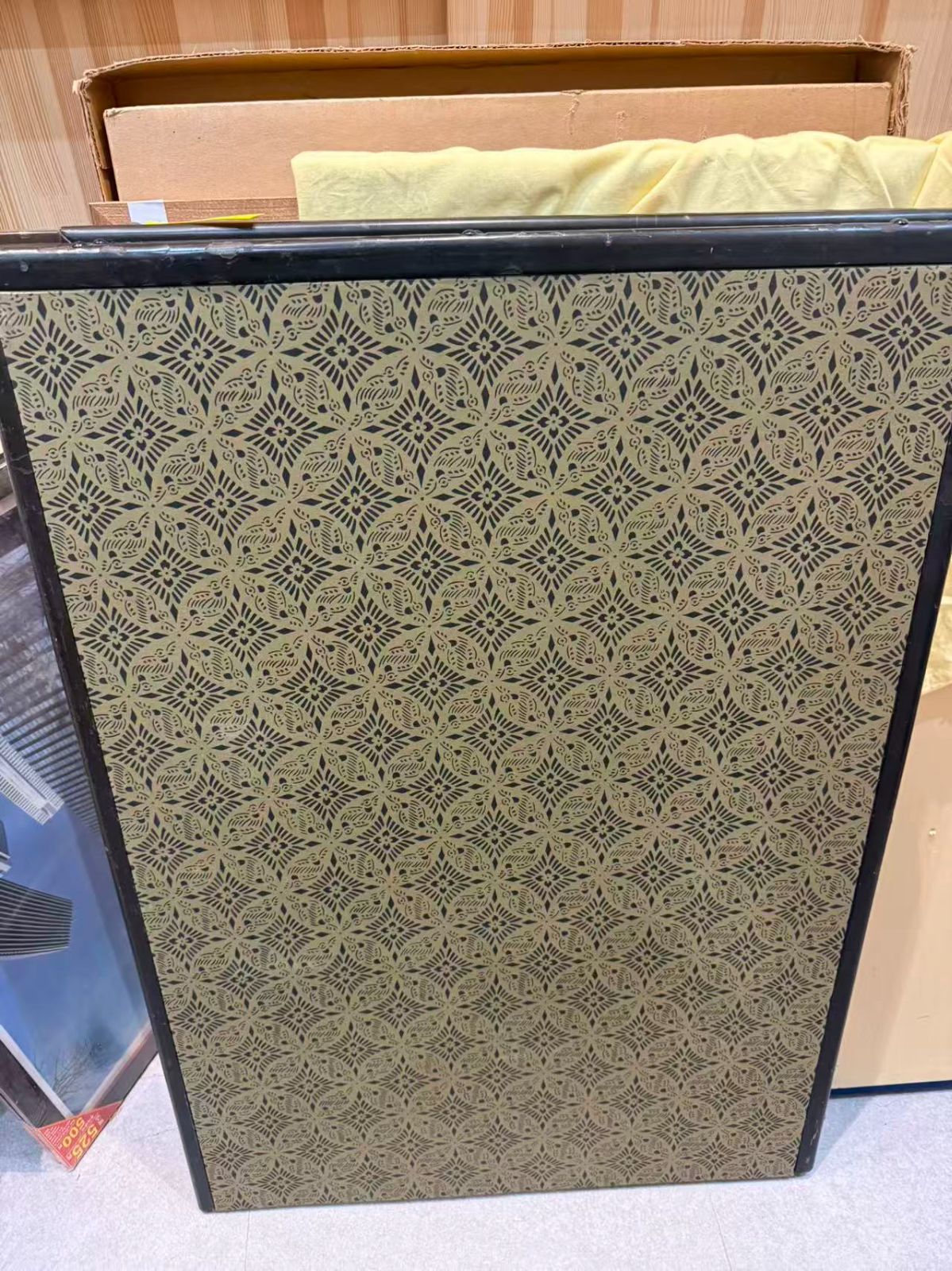 二曲屏風】大型 屏風 80cm 水墨山水画 蔬果図 色紙二点 合装 骨董