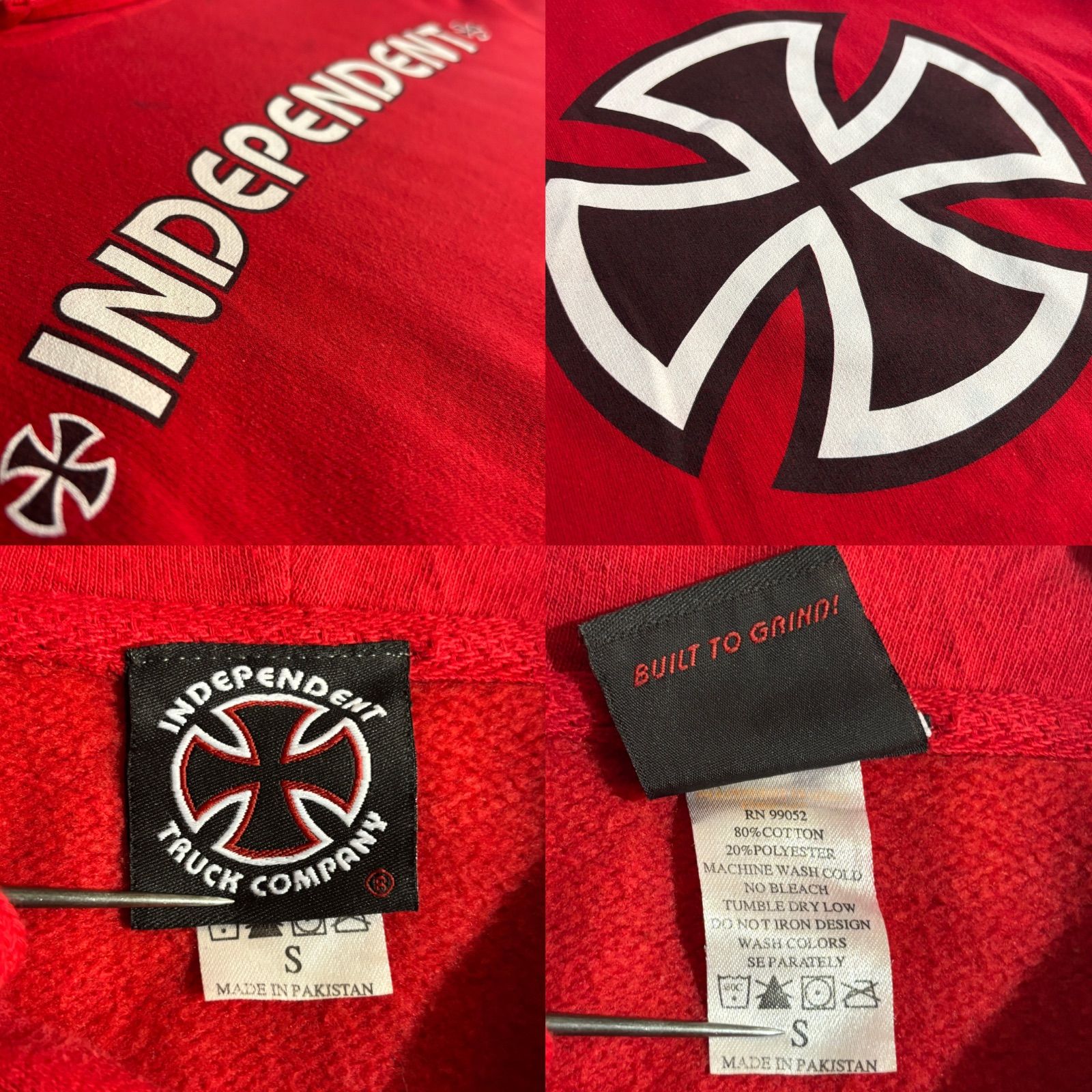 00s INDEPENDENT Hoody S RED インディペンデント フーディー 赤