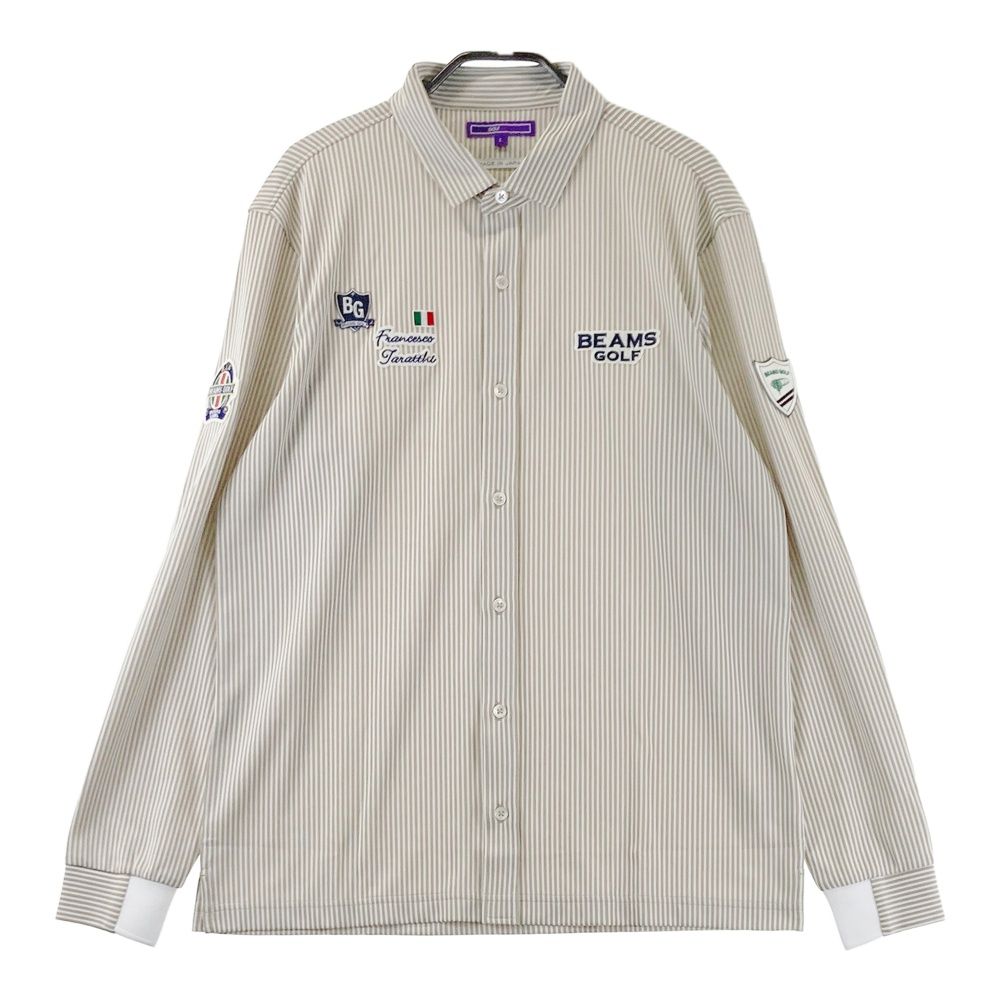 サイズ：L BEAMS GOLF ビームスゴルフ 長袖シャツ ストライプ柄