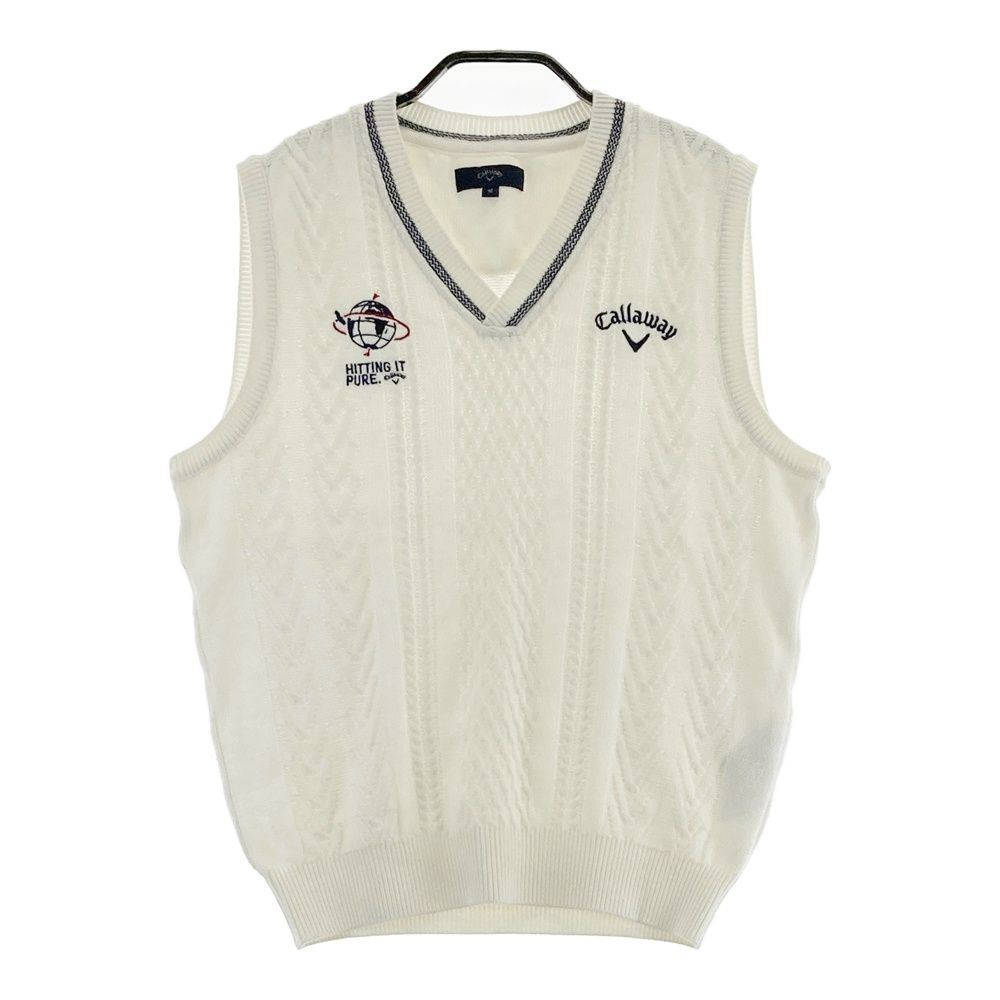 サイズ：M CALLAWAY キャロウェイ ニットベスト ボーダー柄 ホワイト系