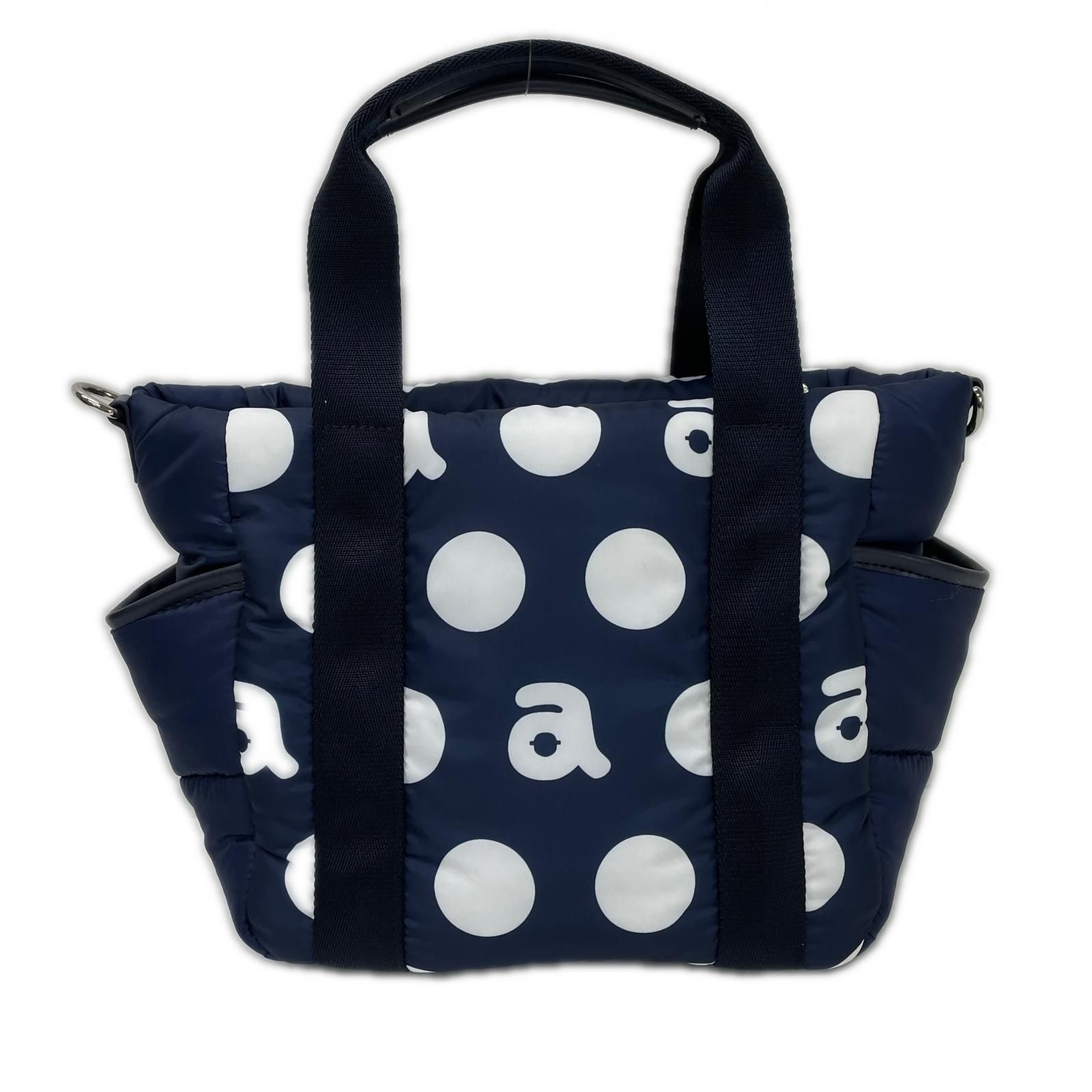 中古 アルチビオ archivio カートバッグ ネイビー 紺 ドット柄