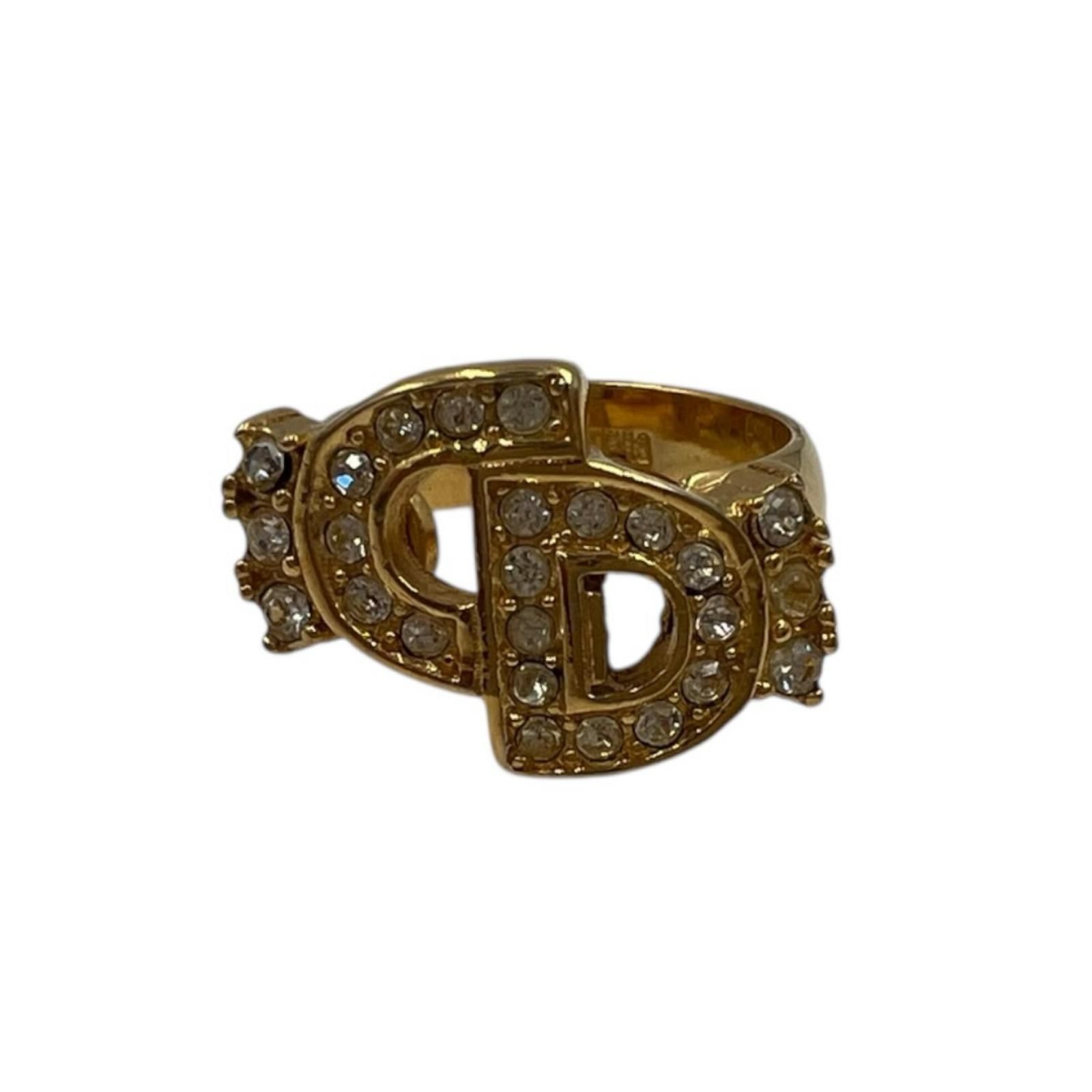 Christian Dior ディオール リング CDロゴ ストーン 指輪 ゴールド 10