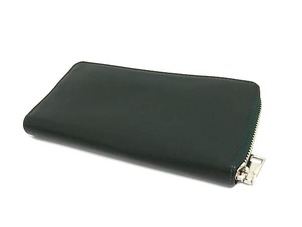 新品同様 Paul Stuart ポールスチュアート レザー ラウンドファスナー 長財布 ウォレット メンズ グリーン系 BS1898