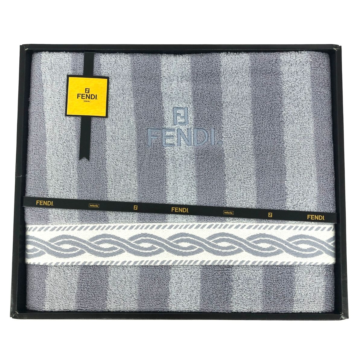 FENDI フェンディ バスタオル FFロゴ刺繍/コットン グレー