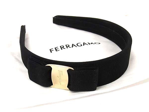 ■新品同様■Salvatore Ferragamo フェラガモ ヴァラリボン キャンバス カチューシャ ヘアバンド ヘアアクセサリー ブラック系 FX1832 □新品同様□Salvatore Ferragamo フェラガモ ヴァラリボン キャンバス