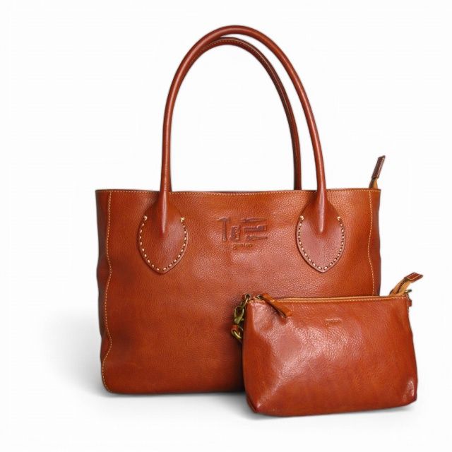 ゲンテン genten トートバッグ 工具ロゴ レザー ポーチ付き ブラウン