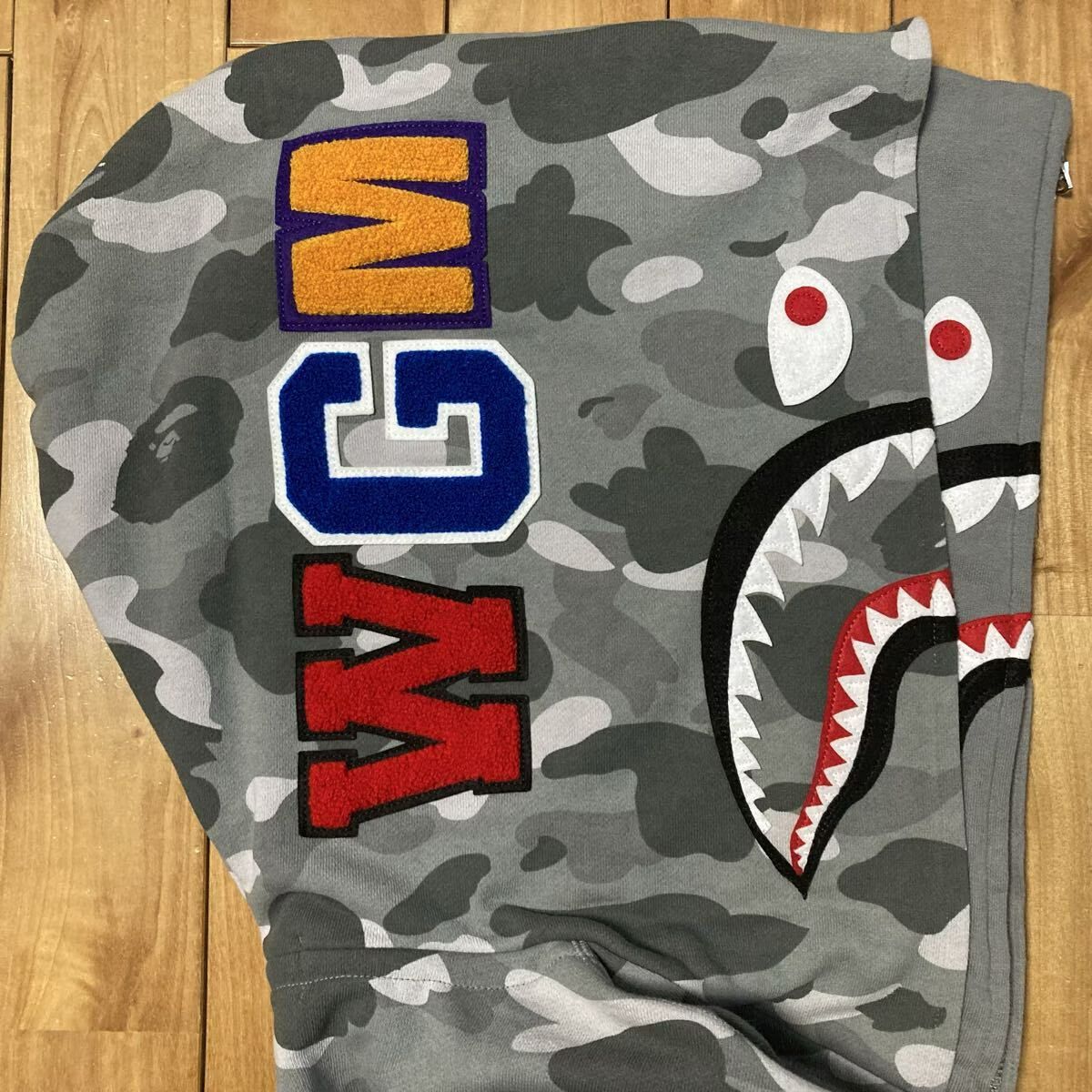 ☆2XL☆ Color Camo Gray ダブル シャーク パーカー Double shark full