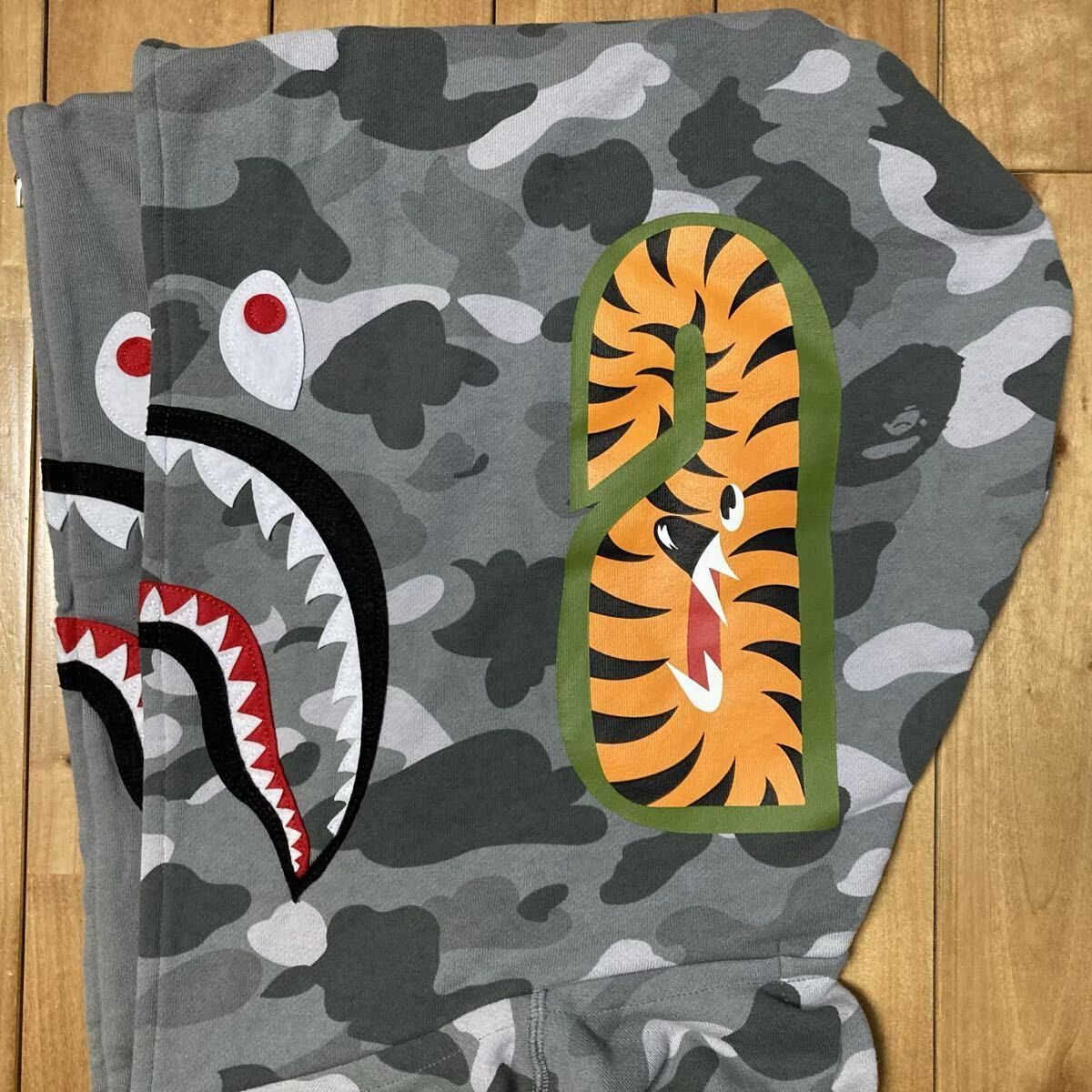 ☆2XL☆ Color Camo Gray ダブル シャーク パーカー Double shark full