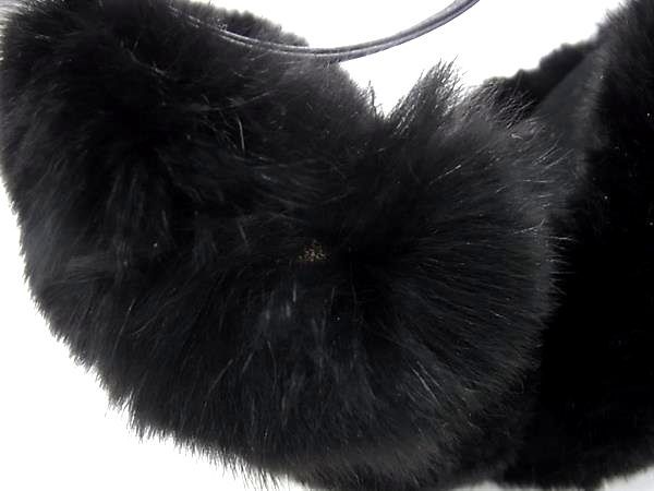 □極美品□ GUCCI グッチ 245929 グッチシマ レザー×ファー イヤーマフ