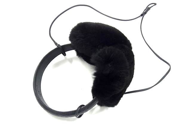 □極美品□ GUCCI グッチ 245929 グッチシマ レザー×ファー イヤーマフ
