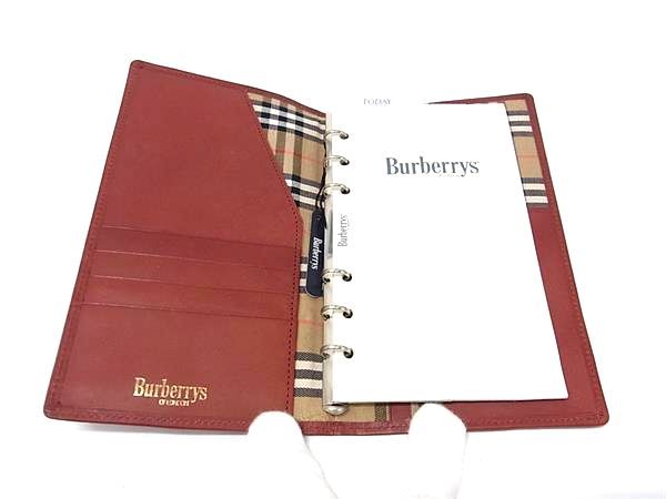 □新品同様□ Burberrys バーバリーズ レザー 6穴式 手帳カバー