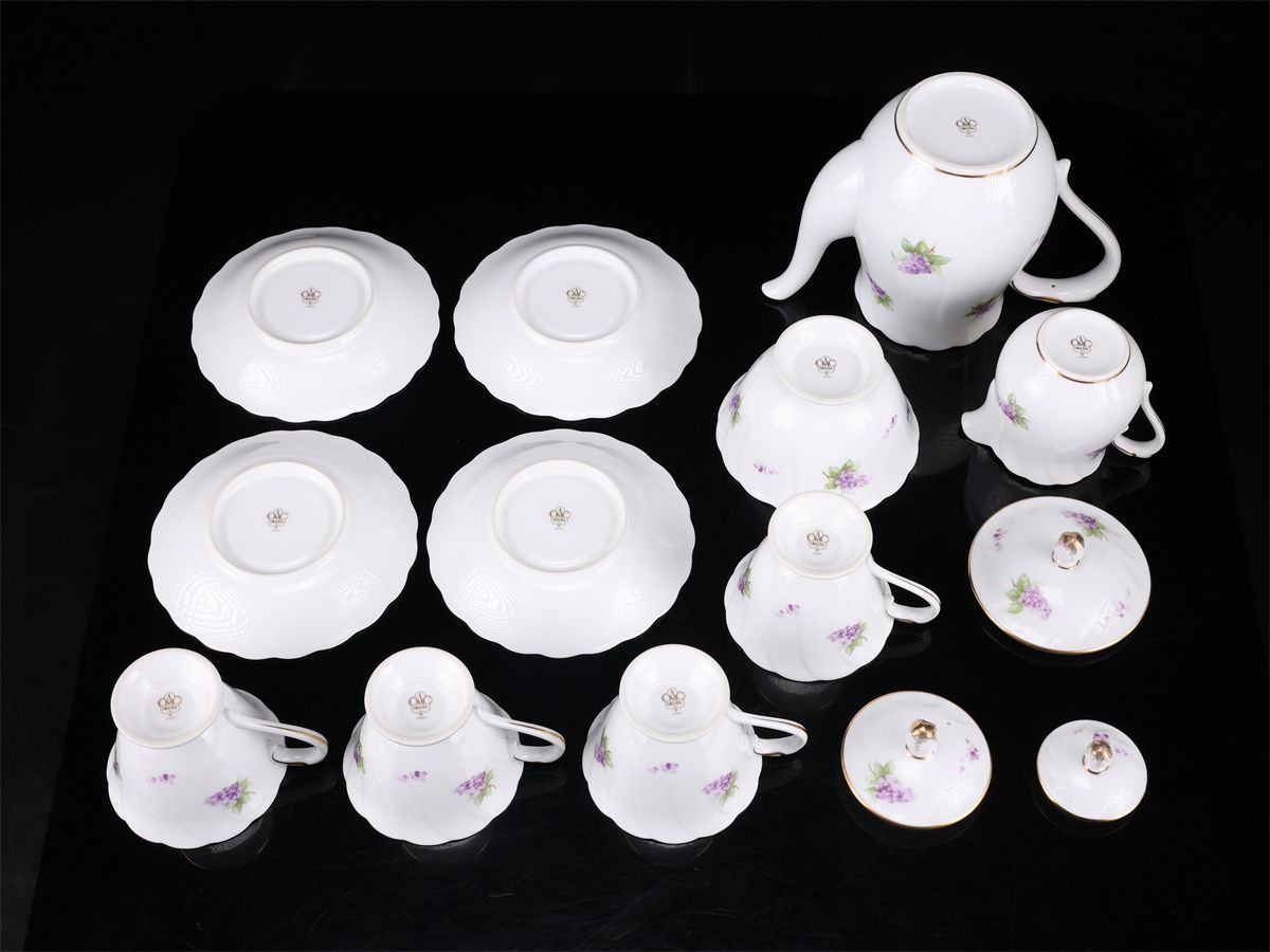 OKURA 【大倉陶園】 金彩紫花文 カップ＆ソーサー ティーポット