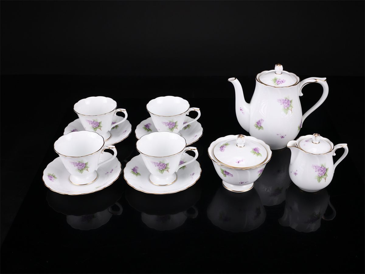 OKURA 【大倉陶園】 金彩紫花文 カップ＆ソーサー ティーポット