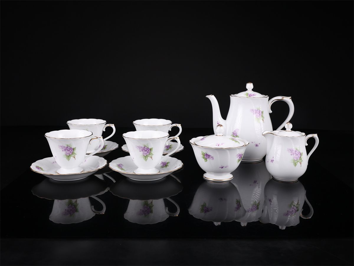 OKURA 【大倉陶園】 金彩紫花文 カップ＆ソーサー ティーポット