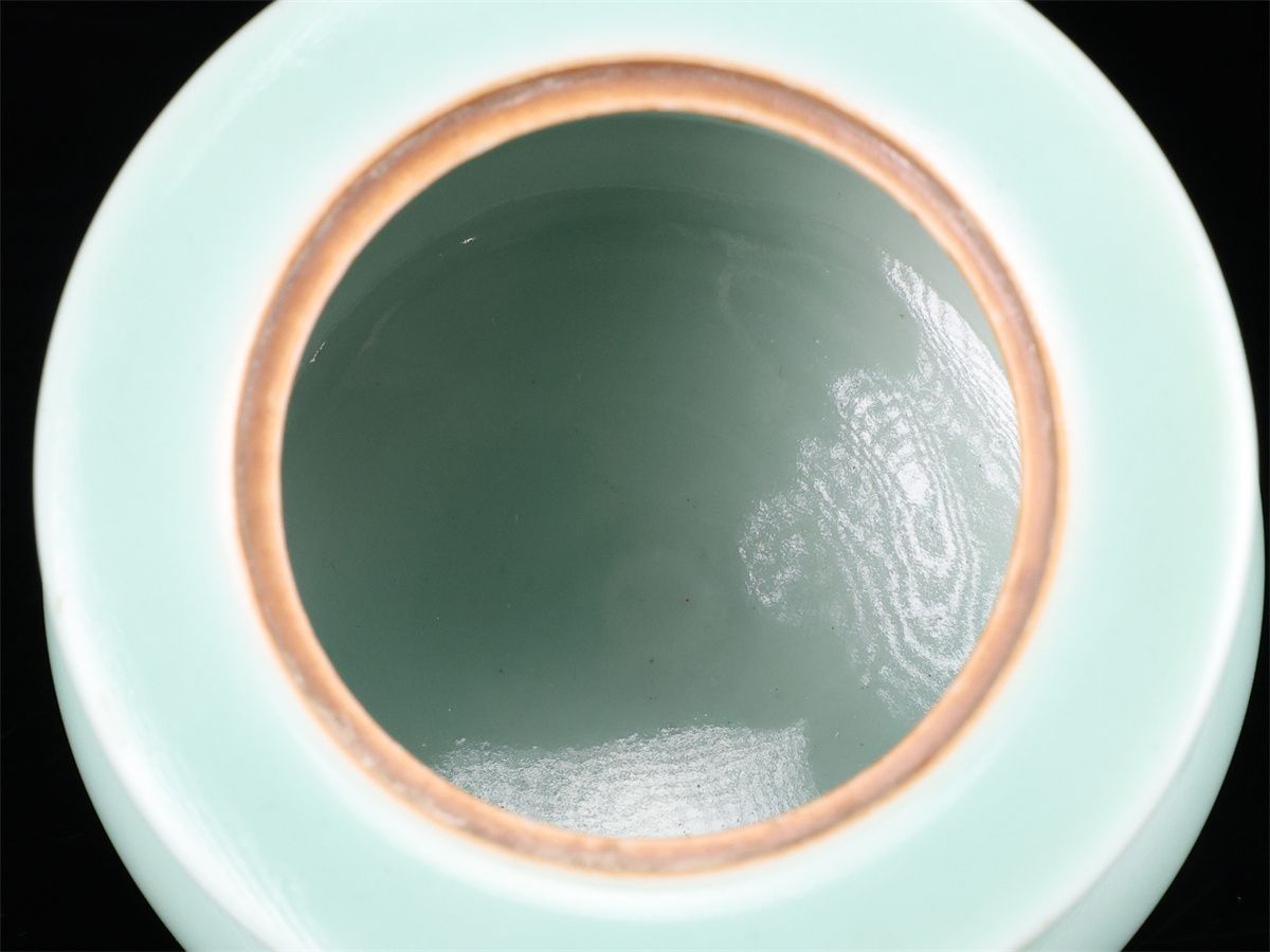 真葛香山】 宮川香山 青磁獅子摘 香炉／箱付 蓋縁のかけありN！CP578