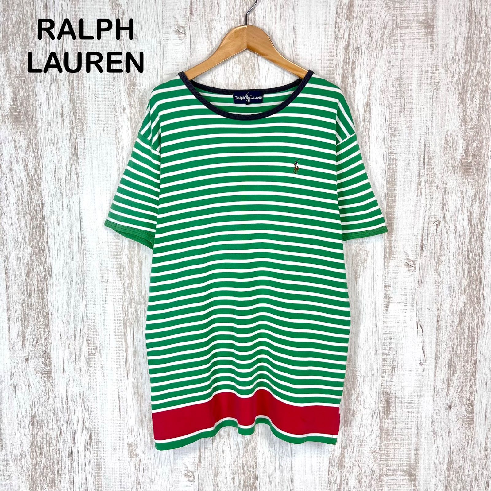 古着 90s RALPH LAUREN ラルフローレン ポニーロゴ刺繍 ボーダー 総柄 