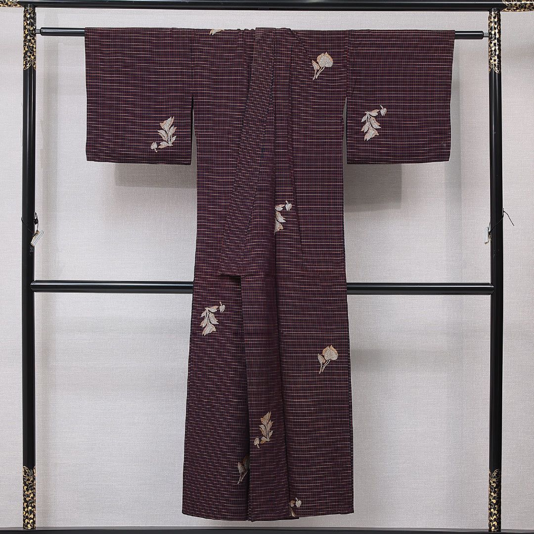 アンティーク お召 単衣 身丈147cm 裄丈64cm 正絹 Cランク XSサイズ