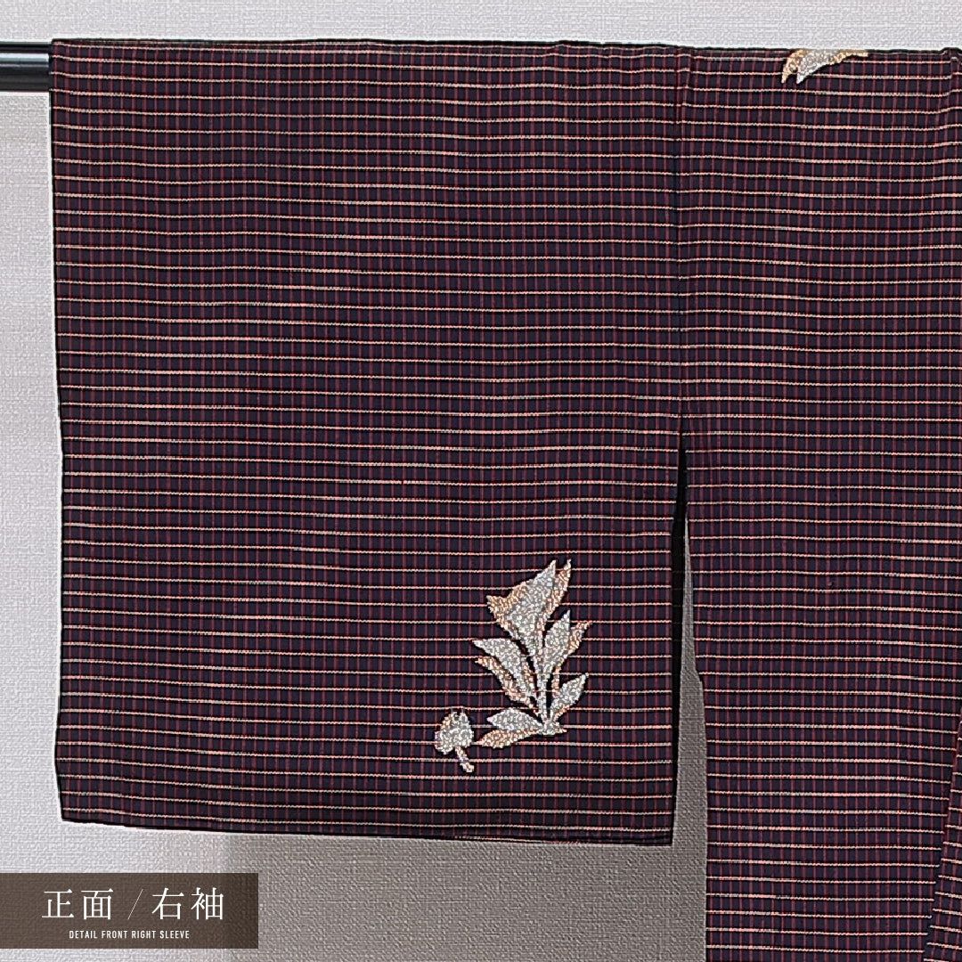 アンティーク お召 単衣 身丈147cm 裄丈64cm 正絹 Cランク XSサイズ