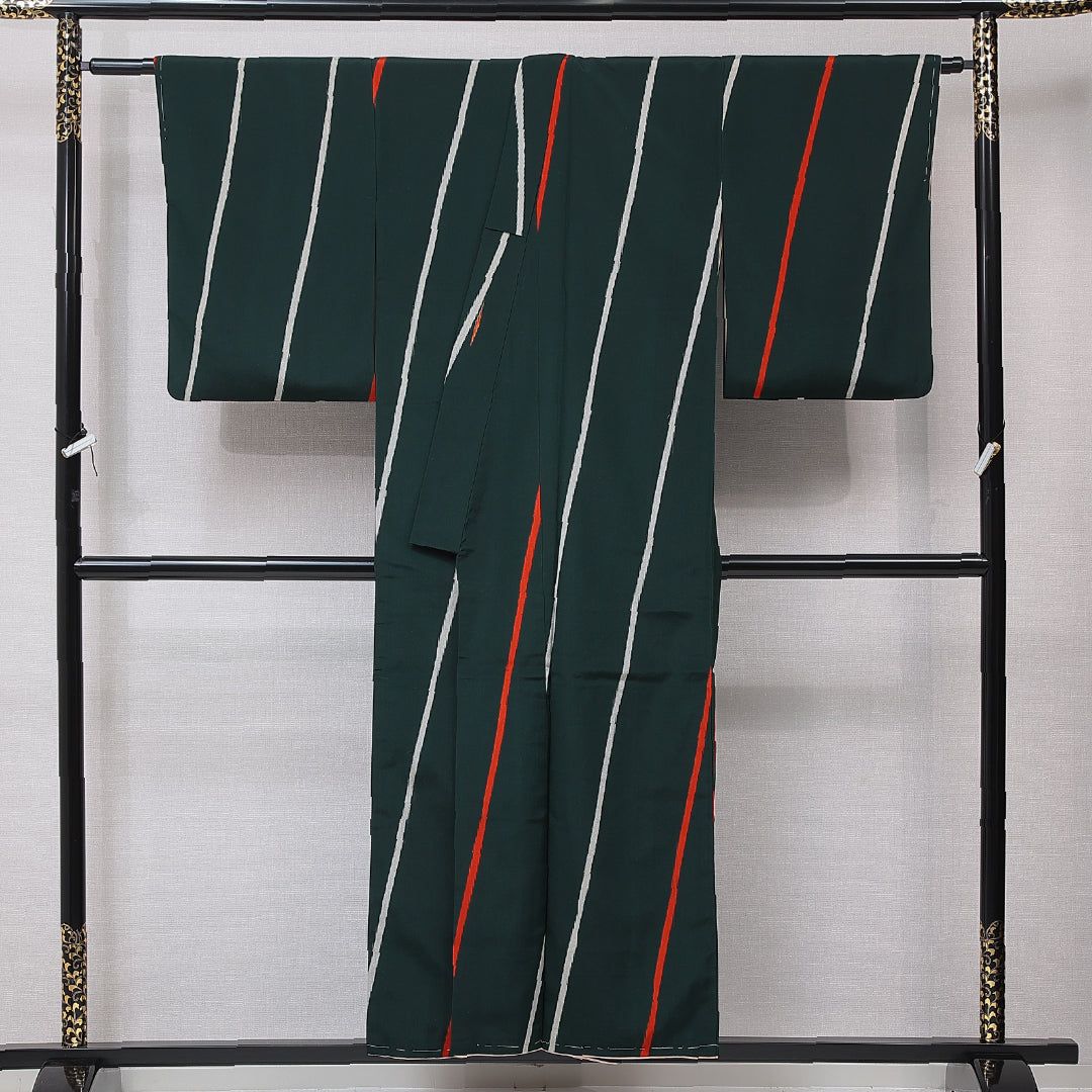 アンティーク お召 袷 身丈152cm 裄丈66cm 正絹 Cランク Sサイズ バチ