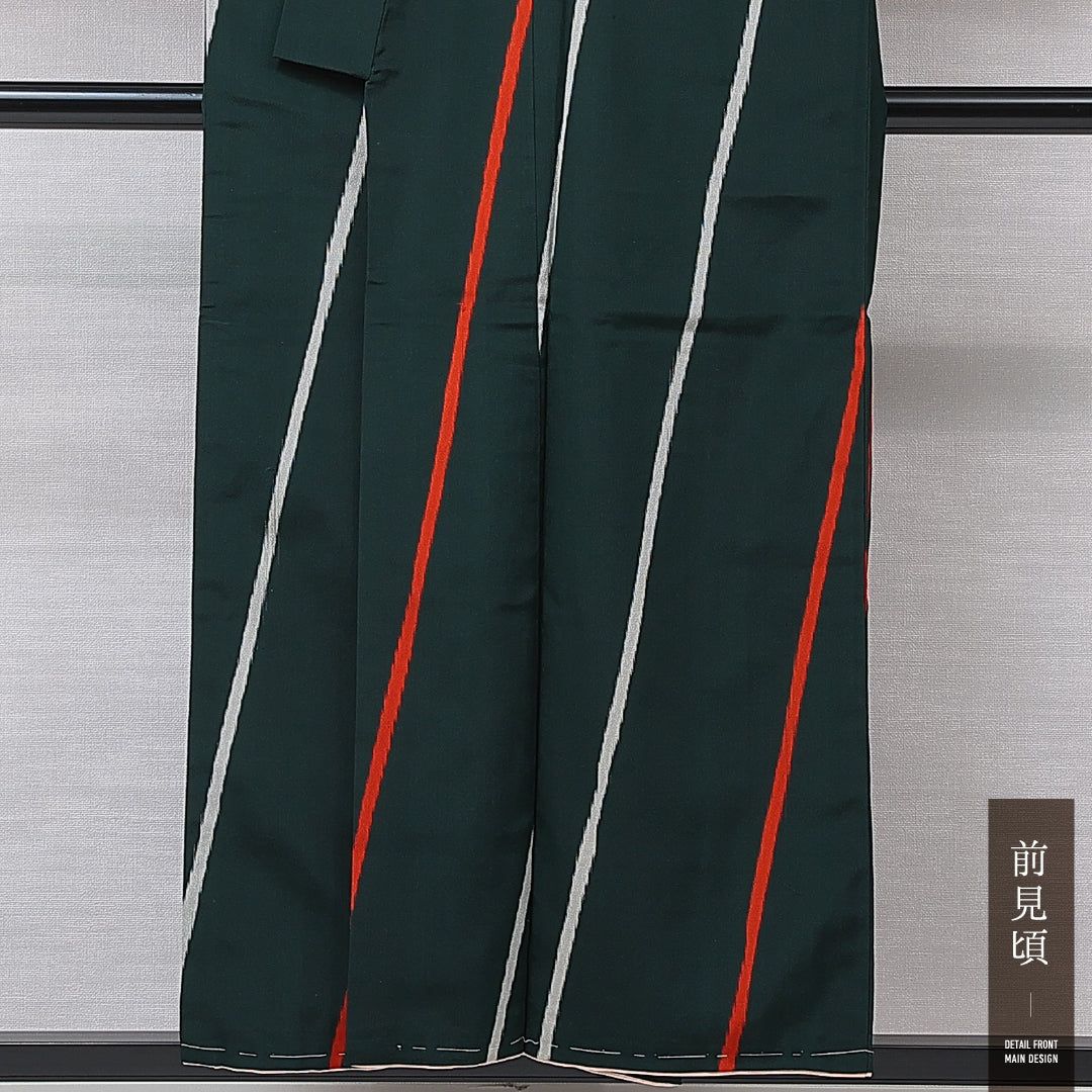 アンティーク お召 袷 身丈152cm 裄丈66cm 正絹 Cランク Sサイズ バチ