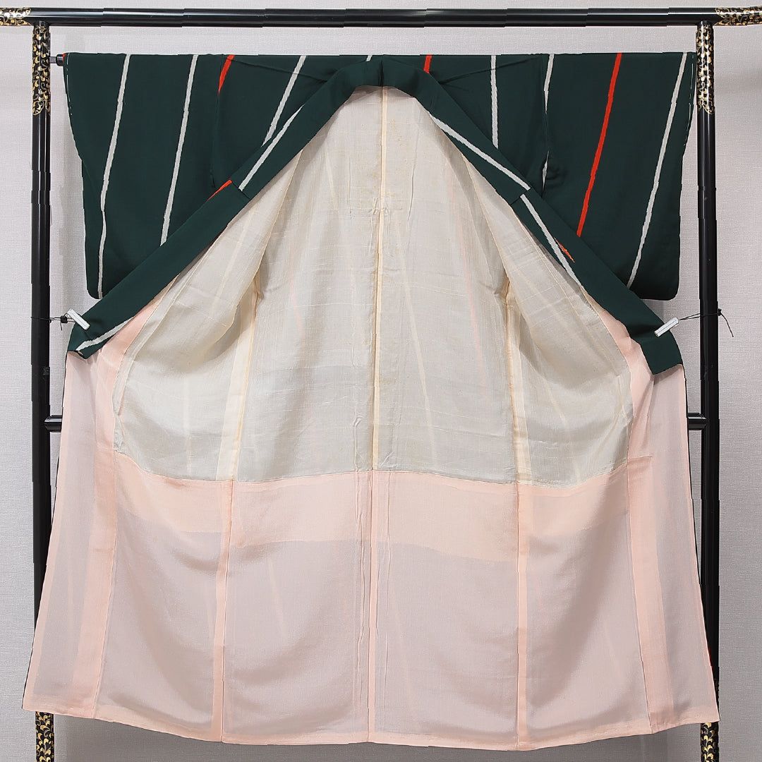 アンティーク お召 袷 身丈152cm 裄丈66cm 正絹 Cランク Sサイズ バチ