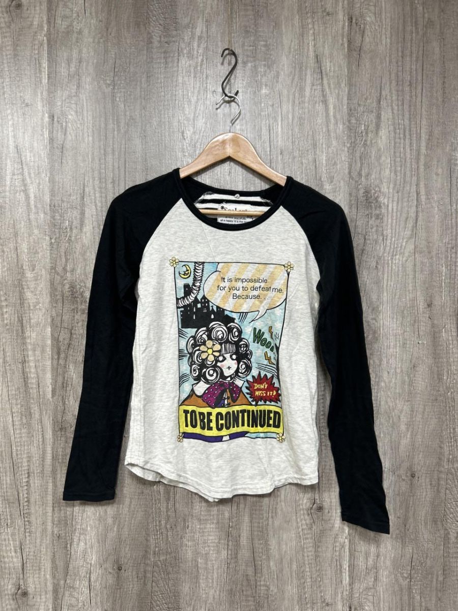 ScoLar スカラー グラフィック 長袖 Tシャツ sizeM/黒xグレー