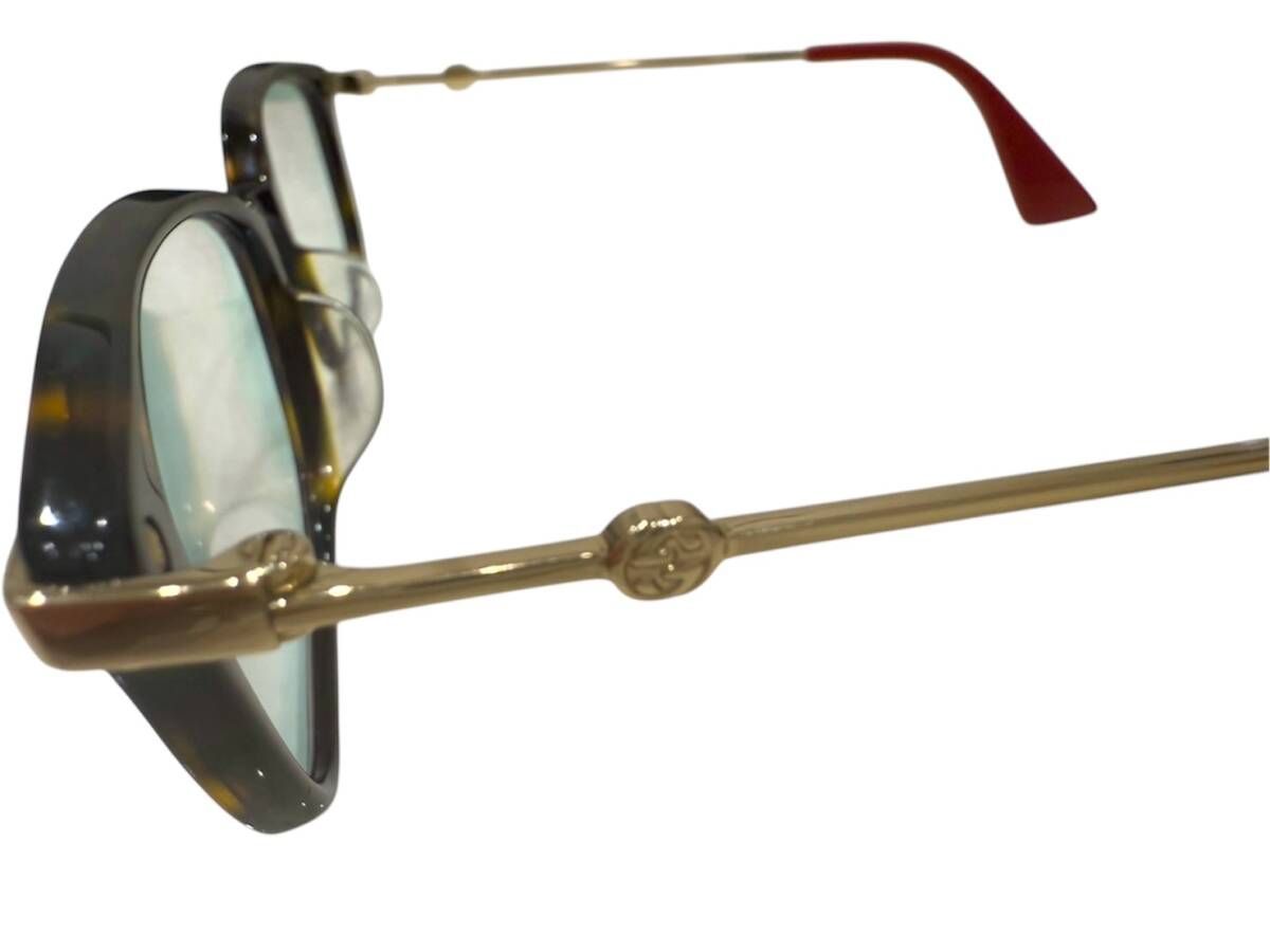 美品 GUCCI グッチ サングラス メガネフレーム 緑赤 べっ甲 ケース付き