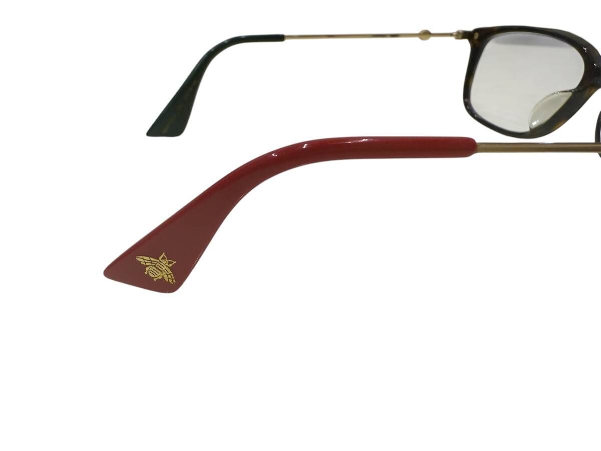 美品 GUCCI グッチ サングラス メガネフレーム 緑赤 べっ甲 ケース付き